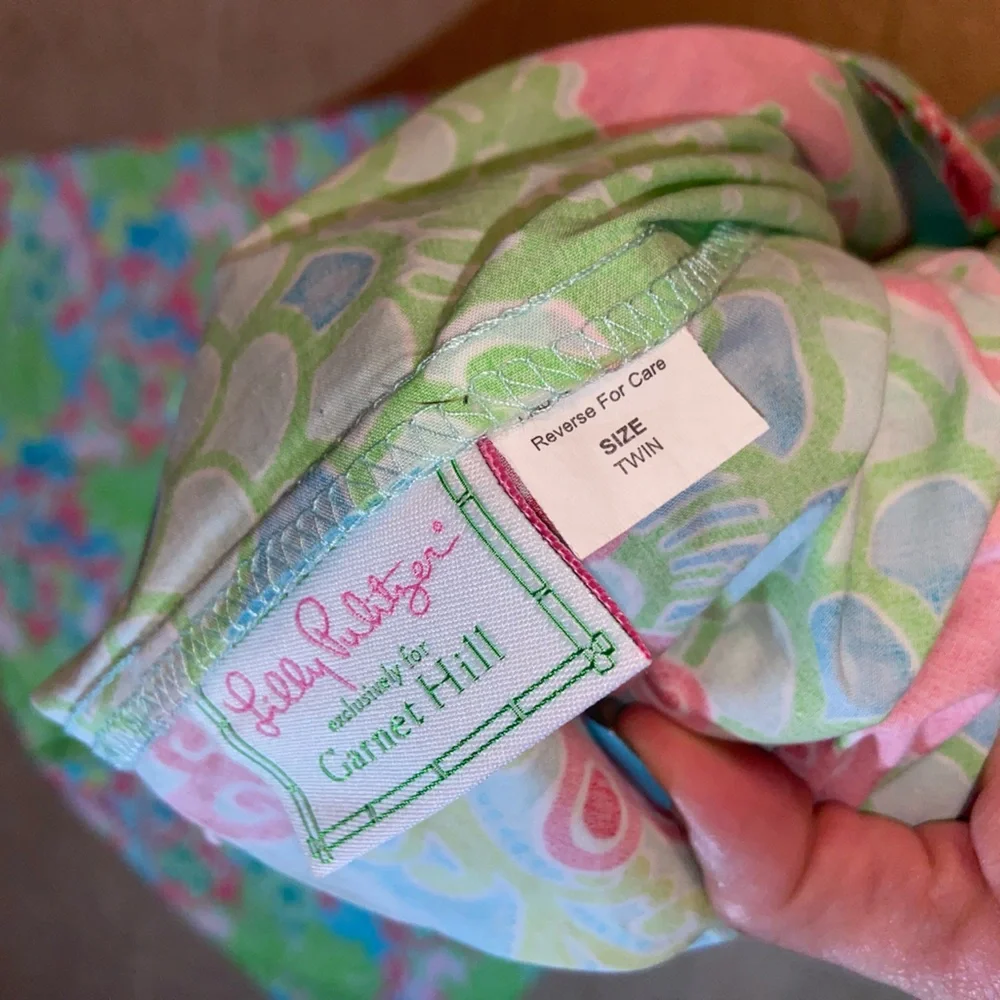 RARE HTF EUC Lilly Pulitzer For Garnet Hill Twin Duvet Cover & 2 shams gecko